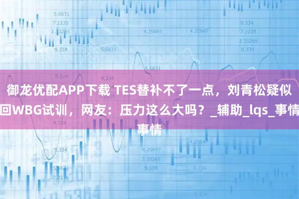 御龙优配APP下载 TES替补不了一点，刘青松疑似回WBG试训，网友：压力这么大吗？_辅助_lqs_事情